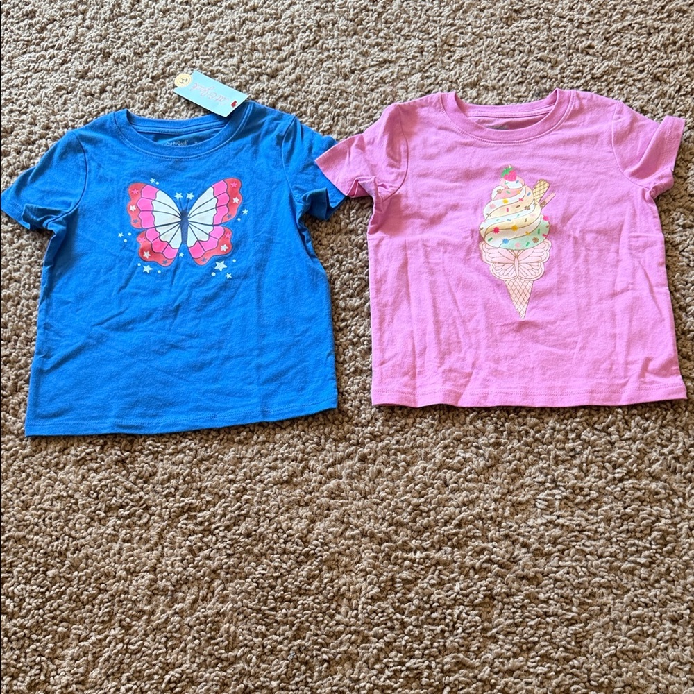 Cat & Jack Blue Butterfly and Pink Ice Cream Short Sleeve Tees
